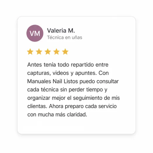 Prueba social de Manuales Nail Listos